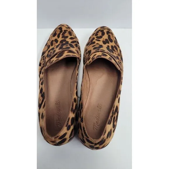 MADEWELL Women's 9.5 ALEX PENNY LOAFER IN LEOPARD CALF HAIR SLIP ON SHOES EUC