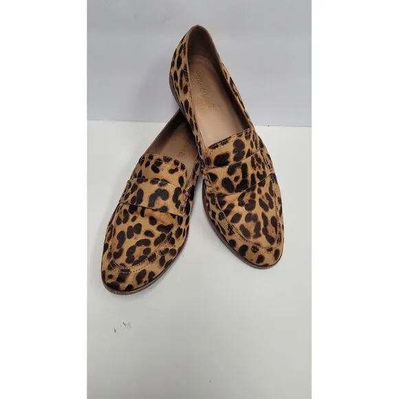 MADEWELL Women's 9.5 ALEX PENNY LOAFER IN LEOPARD CALF HAIR SLIP ON SHOES EUC