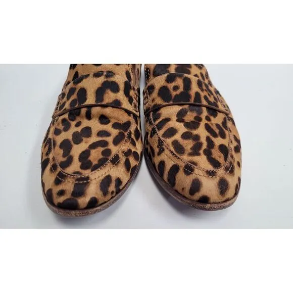 MADEWELL Women's 9.5 ALEX PENNY LOAFER IN LEOPARD CALF HAIR SLIP ON SHOES EUC