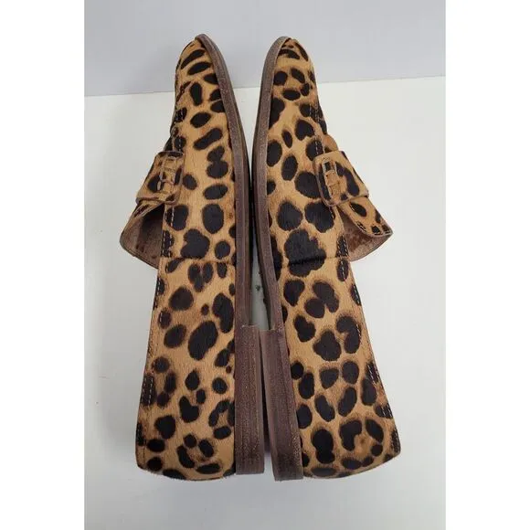 MADEWELL Women's 9.5 ALEX PENNY LOAFER IN LEOPARD CALF HAIR SLIP ON SHOES EUC