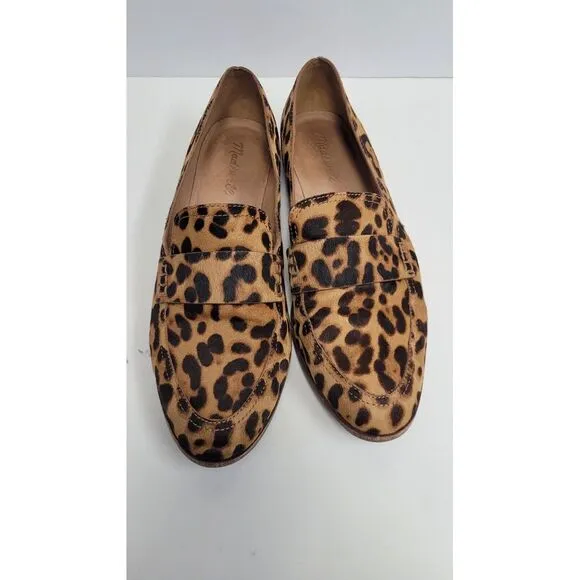MADEWELL Women's 9.5 ALEX PENNY LOAFER IN LEOPARD CALF HAIR SLIP ON SHOES EUC