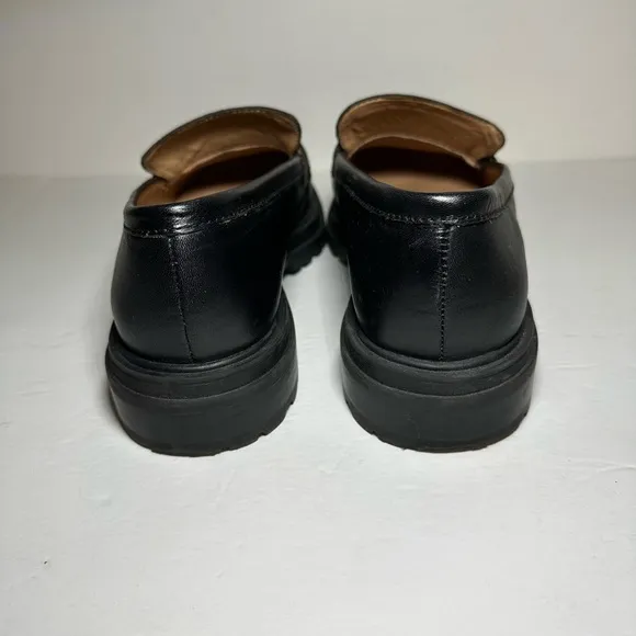 Madewell Womens Black Leather Bradley Lugsole Platform Loafers Size 9