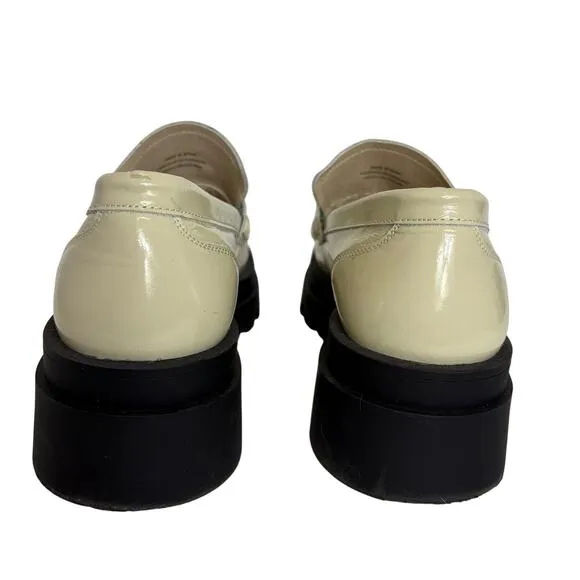 Maeve by Anthropologie -Chunky Patent Leather Loafer shoes- Cream-Size 9-9.5