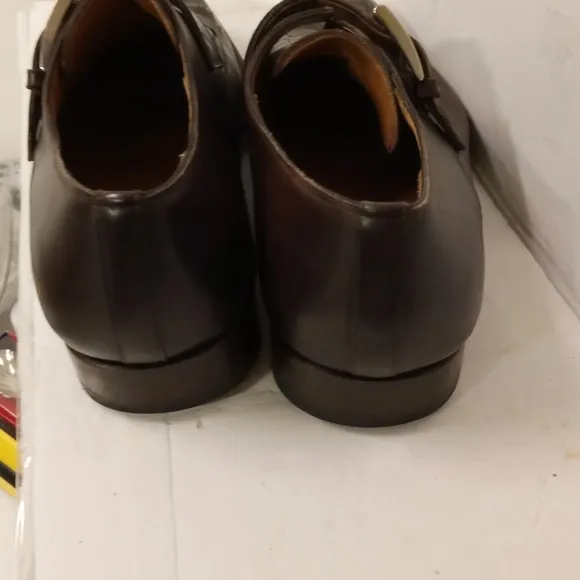 Magnanni Monk Shoes Mens Brown Leather Croc Loafers Size 8.5
