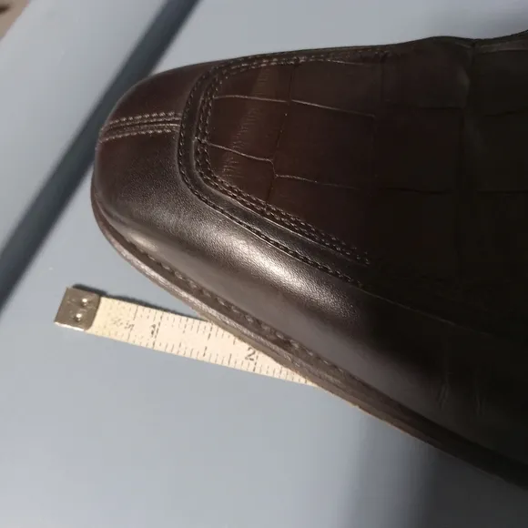 Magnanni Monk Shoes Mens Brown Leather Croc Loafers Size 8.5