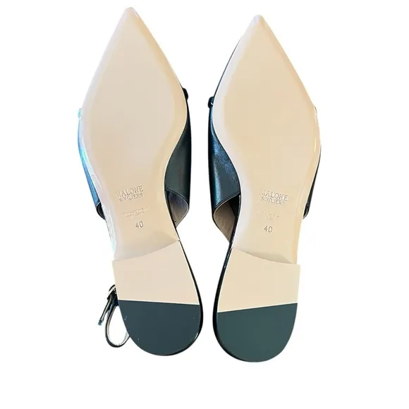 Malone Souliers Jama Leather Slingback Pointed Toe Flats NEW EU 40/US 10