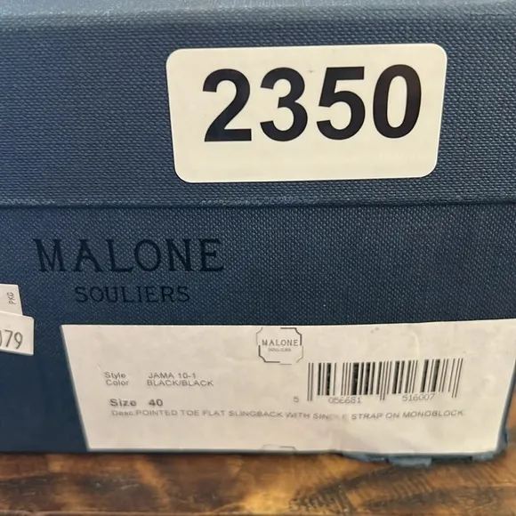 Malone Souliers Jama Leather Slingback Pointed Toe Flats NEW EU 40/US 10