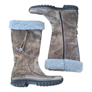 Manas Design Italian Made Leather Zip Boots Knee High EU 40 US 9, 9.5 Shearling