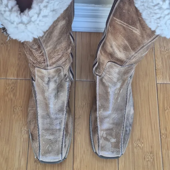Manas Design Italian Made Leather Zip Boots Knee High EU 40 US 9, 9.5 Shearling