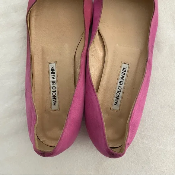 Manolo Blahnik Hangisiflat Crystal-Buckle Satin Point-Toe Flats