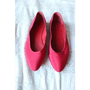 Mansur Gavriel Red Ribbed Ribbon Flats Size 39