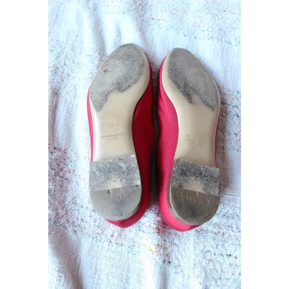 Mansur Gavriel Red Ribbed Ribbon Flats Size 39