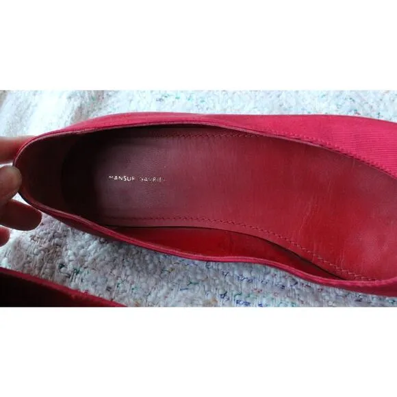 Mansur Gavriel Red Ribbed Ribbon Flats Size 39