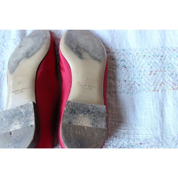 Mansur Gavriel Red Ribbed Ribbon Flats Size 39