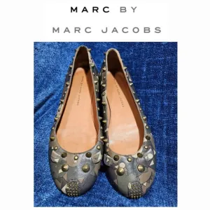 Marc by Marc Jacobs Camo Green Piggy Mouse Leather Flats EU 38.5 US 8.5