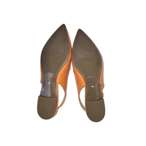 Marc Fisher Anson Orange Patent Faux Leather Slip-On Slingback Ballet Flats