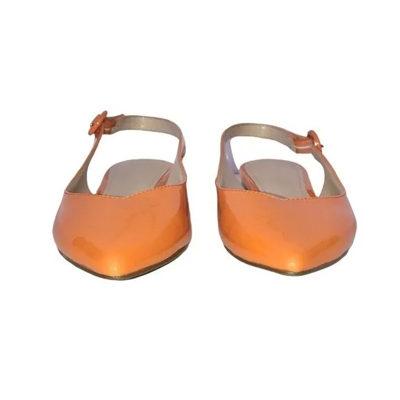 Marc Fisher Anson Orange Patent Faux Leather Slip-On Slingback Ballet Flats