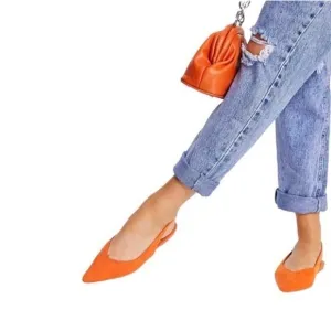 Marc Fisher Anson Orange Patent Faux Leather Slip-On Slingback Ballet Flats
