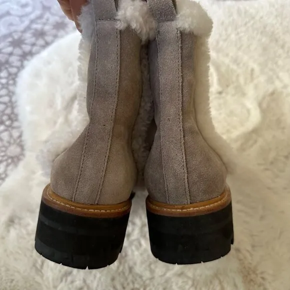 Marc Fisher Iggie Lug Sole Chelsea Boot Suede Leather Taupe size 8