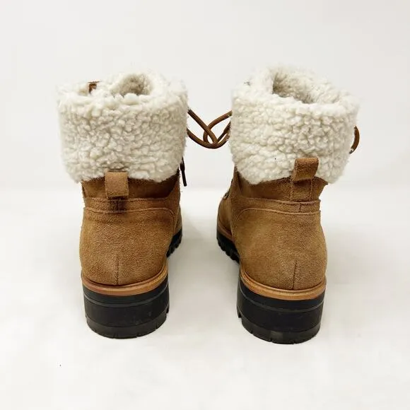 [Marc Fisher] Isabel Dark Brown Suede Shearling Lug Sole Ankle Boots Size 9.5 M