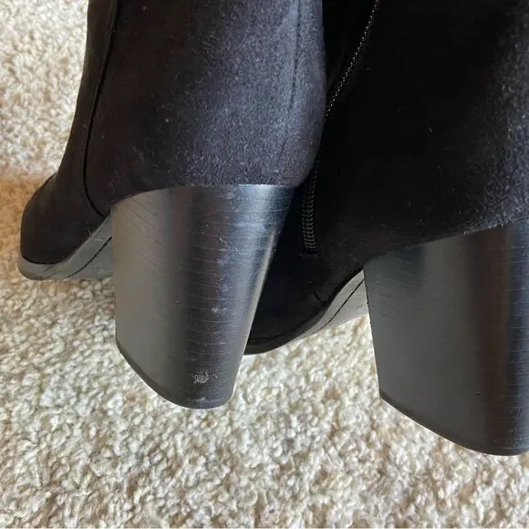 Marc Fisher Lablina Black Suede Heeled Boots  Size 7