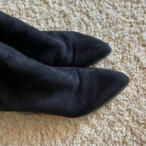 Marc Fisher Lablina Black Suede Heeled Boots  Size 7