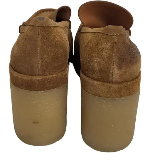 MARC FISHER LINA SUEDE HEELED LOAFERS MEDIUM BROWN