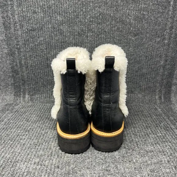 Marc Fisher LTD Iggie Shearling Lined Ankle Boots Pull On Black Leather Sz 10 M