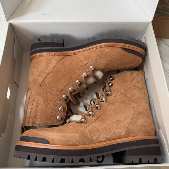 Marc Fisher LTD Izzie genuine shearling Lug sole Ankle Boots size 8 NWB