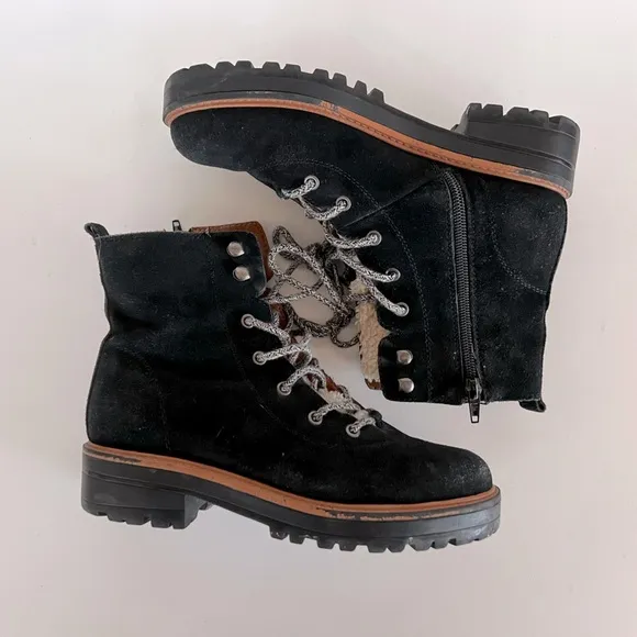 Marc Fisher LTD Lizzie Women's Leather Lace up Mid Rise Boots, 6.5