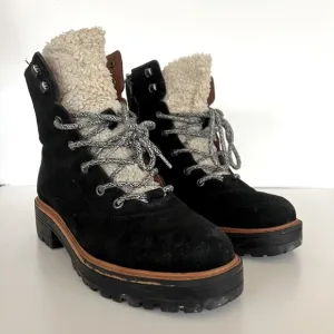Marc Fisher LTD Lizzie Women's Leather Lace up Mid Rise Boots, 6.5