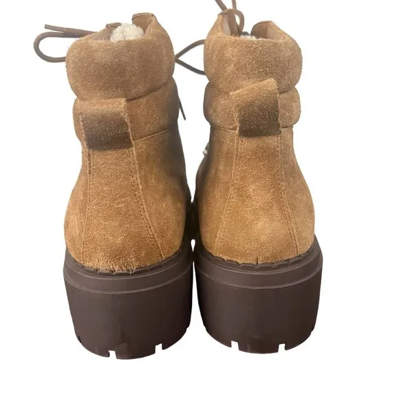 MARC FISHER LTD NAIRY FAUX FUR TRIM HIKING BOOTS IN BROWN NWOT WOMEN'S SIZE 11