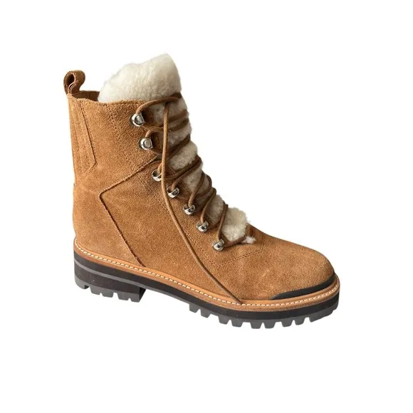 MARC FISHER LTD Womens Brown Shearling Izzie Suede Boots Sz 9.5 Excellent Cond.