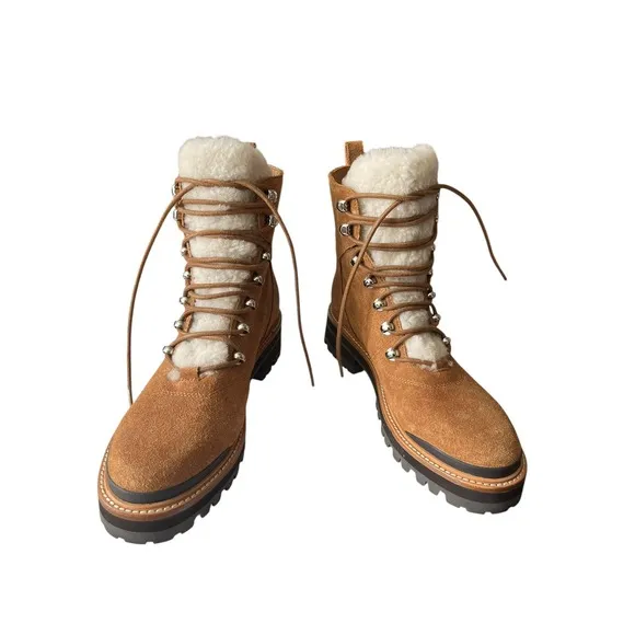 MARC FISHER LTD Womens Brown Shearling Izzie Suede Boots Sz 9.5 Excellent Cond.
