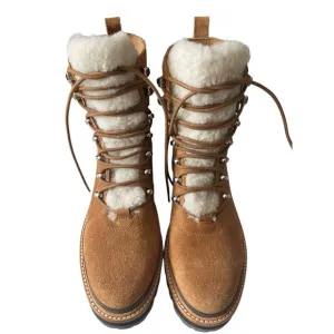 MARC FISHER LTD Womens Brown Shearling Izzie Suede Boots Sz 9.5 Excellent Cond.