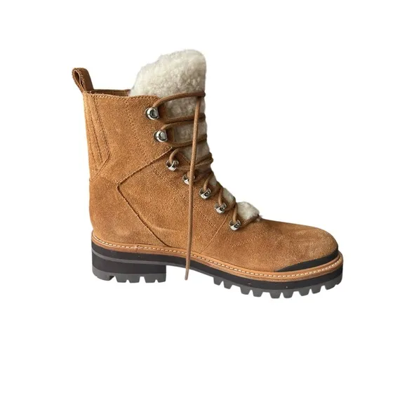 MARC FISHER LTD Womens Brown Shearling Izzie Suede Boots Sz 9.5 Excellent Cond.