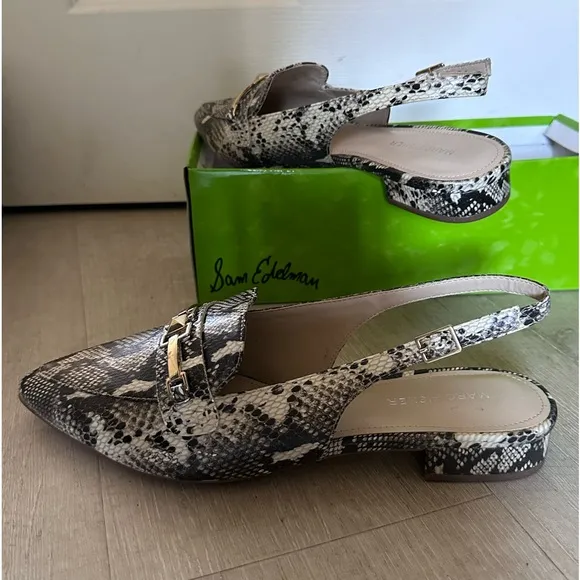 MARC FISHER REPTILE PRINT SLINGBACK FLATS - NWOT