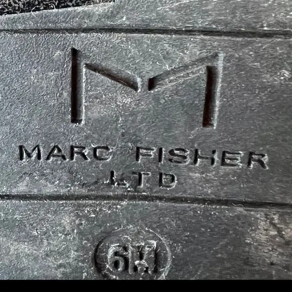 Marc Fisher Willoe Black Leather Genuine Shearling Trim Heeled Boots Sz 6