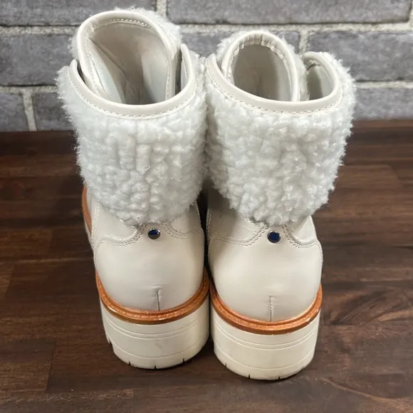 Marc Fisher Women's  Isalia Booties SZ 7.5 Chic White Lace-Up Boots