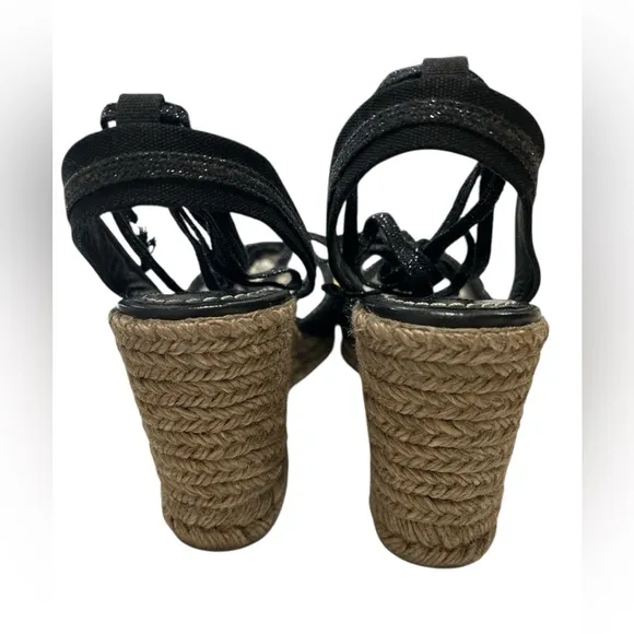 MARC JACOBS Nathalie Crystal &amp; Pearl Embellished Raffia Espadrille Wedge Sandals