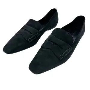 Marion Parke Black Suede Calder Penny Loafers Flats Square Toe Size 42 US 11