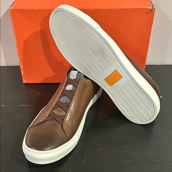 Martin Dingman Brown Leather Loafers with White Sole