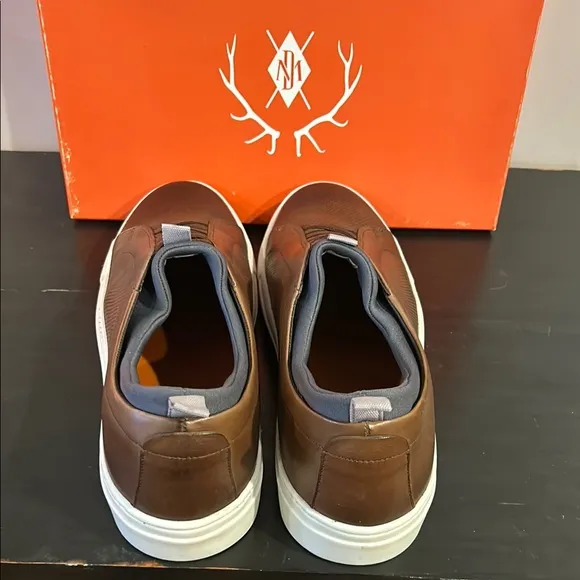 Martin Dingman Brown Leather Loafers with White Sole