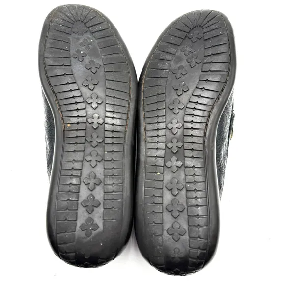 MARTIN DINGMAN Men 10 Black Leather Paisley Embossed Slip On Loafer Driving Shoe