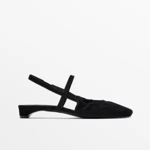 Massimo Dutti NWT slingback leather suede ballet flats