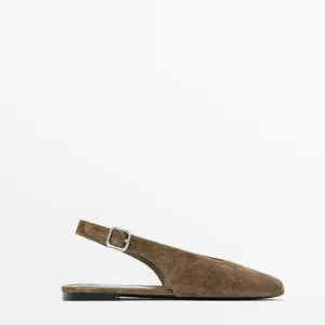 Massimo Dutti NWT split leather slingback ballet flats