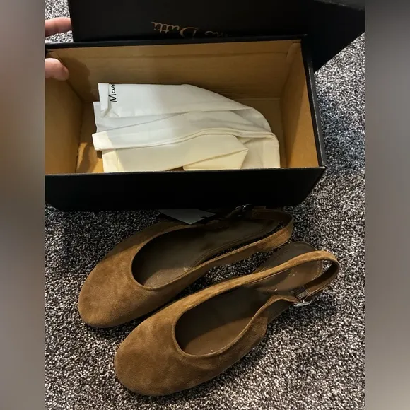 Massimo Dutti NWT split leather slingback ballet flats