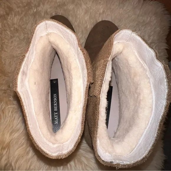 Matt Bernson Bark Suede Shearling Lined Boots Sz-7