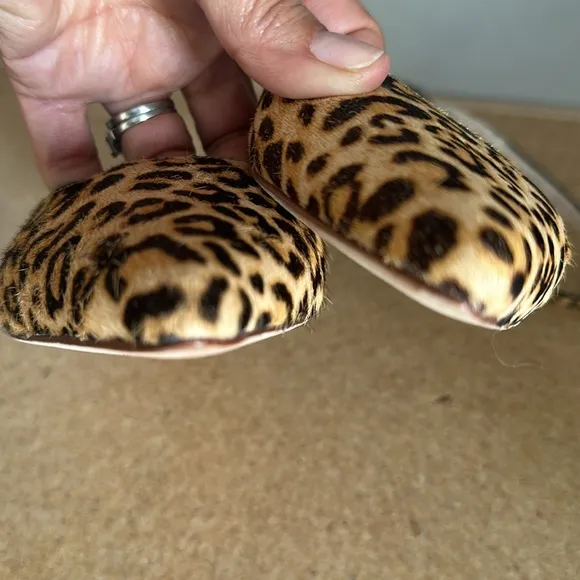 MATT BERNSON Calf Hair Slingback Flats Wrap Ankle Strap Sz 10 Tan and Black