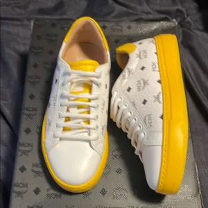 MCM White and Yellow Sneakers